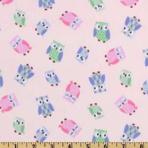  44 Wide In The Nest Owls Pink Fabric By The Yard: Arts 