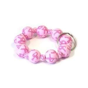  All Pink Ribbon Wrist Key Chain w/ All Clay Everything 