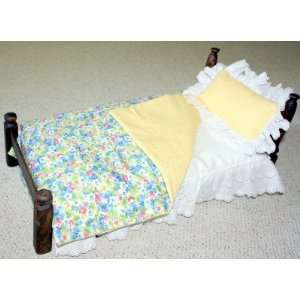   Custom Made Single Bed With Bedding for 18 20 Inch Dolls Toys & Games