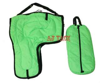 Western Saddle Carrier Case Bridle Halter Bag Lime Green 420D Padded 