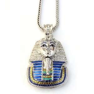  Iced Mens King Tut Egyptian Pharaoh CZ Pendant + Franco 