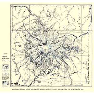 MOUNT RAINIER NATIONAL PARK WASHINGTON (WA) 1925 MAP 