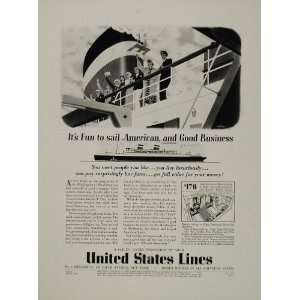  1936 Ad Travel United States Lines American Cruise Ship 