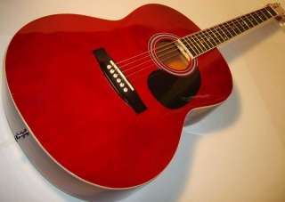 Main Street Acoustic Concert Guitar DAddario Trans Red  