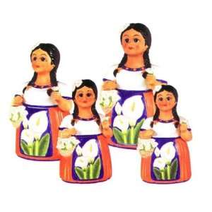  MEXICAN INDIAN LADY 3 Dimensional Majolica 4 Canisters Set 