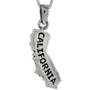  Sterling Silver California State Map Pendant, 1 3/16 in 