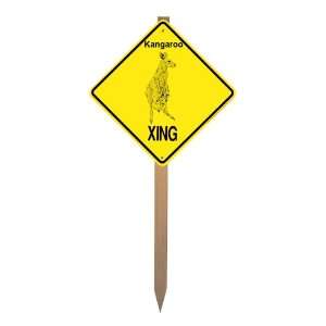  Kangaroo Xing Caution Crossing Yard Sign on a Stake 