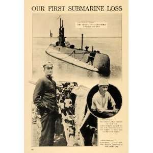  1915 Print American Navy Submarine Sinks Afred Ede WWI 