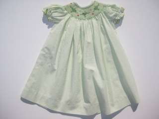 Royal Child Green Gingham FROG Smocked Bishop Dress Sz 18 m Girls Size 
