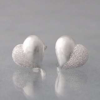 Adorable 2 Tone Heart Sterling Silver Earrings  