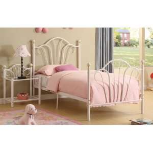    White Metal Twin Bed with 15 Slats #PD F91071: Home & Kitchen