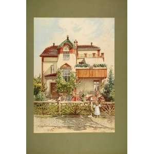   House Germany R. Volkel   Original Chromolithograph