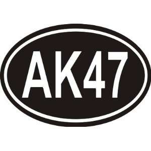 AK47 oval vinyl Decal Sticker Gun Ammo Bullets:  Sports 