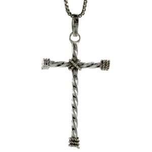  Sterling Silver Rope Edge Design Twisted Cross Pendant, 1 