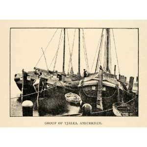   Holland Sailing Amsterdam   Original Halftone Print