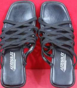 Womens Size 5.5 AEROSOLES ( 12 ) Black Sandal Lift Heel Design  