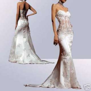 White/Ivory Mermaid Wedding Prom Dress Formal Gown Size:Custom  
