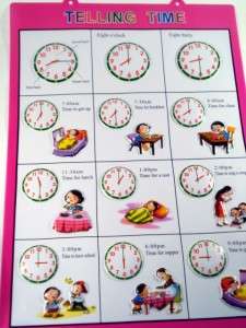 TELLING TIME Poster Preschool Wall Chart Resource  