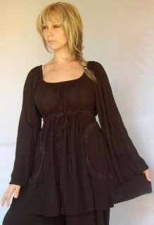 W339 BLACK/TOP BLOUSE PEASANT EMPIRE POCKETS MADE 2 ORDER 2X 3X 4X 