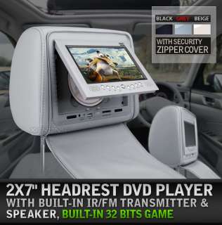 XTRONS 2 X 7 LCD CAR HEADREST MONITOR DVD PLAYER  