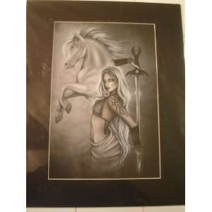   Epona Fairy Faery Matted Print 16 x 20 Celtic Goddess Horses Wisdom