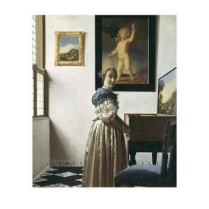  A Young Woman Standing at a Virginal Giclee Poster Print 