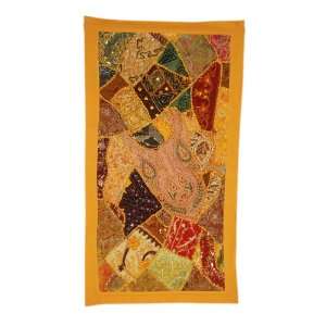  Vintage Sequins Sari Handmade Wall Hanging Tapestry