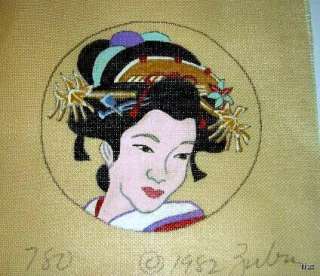 Geisha / 1982 Hand Painted Zubris Needlepoint Canvas  