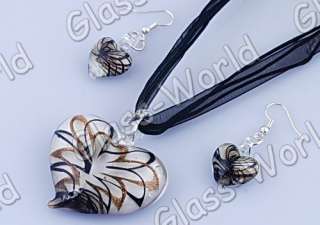 Lots 12set Heart Volute Lampwork Glass Pendant Necklace  