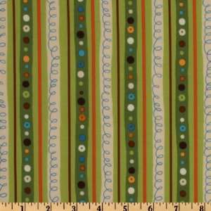  44 Wide Animal Party Too Scribble Stripe Green Fabric 