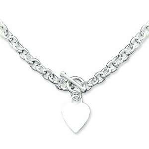  Sterling Silver Heart Fancy Link Toggle Necklace: Jewelry
