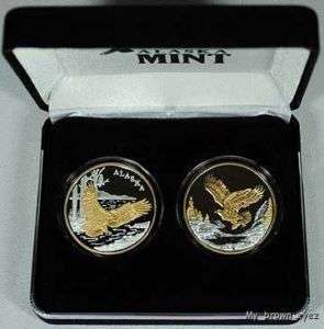 Alaska Mint 2  Eagle SET Gold & Silver Medallion Proof  