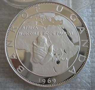 UGANDA 20 Shillings 1970 Silver PF Pope Paul VI Visit  