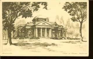Etching Monticello Thomas Jefferson Home VA Postcard  