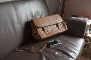 Vintage Look Brown Leather DSLR shoulder Camera Bag  