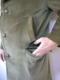 Vintage 1970s  The Country Coat WOOL LINED Olive Green CORDUROY 