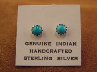 Native American Turquoise Dot Post Earrings Navajo  