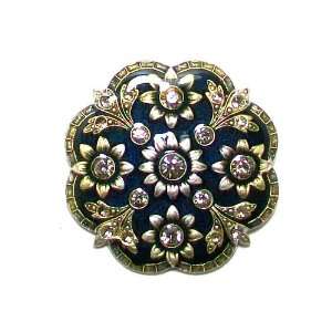   Gold Plated Antique Style Brooch Pin with Swarovski Crystals Jewelry