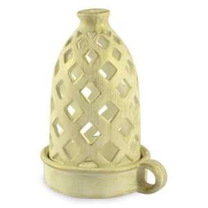  Ceramic candleholder, White Trellis