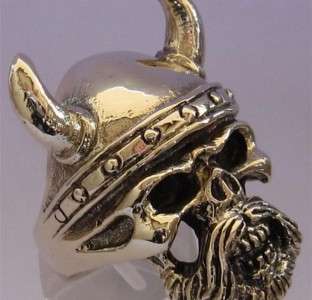 In Stock Sale Bronze Viking Biker Skull Ring Size 16   Free Shipping 