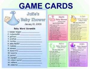 12 CUSTOM MADE BABY SHOWER FAVORS GAME CARDS  