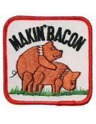 Makin Bacon Pig Hog Embroidered Iron on Biker Patch