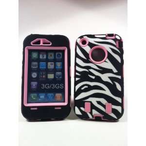 Armored Core Zebra White/Black Print Case with Light Pink Shell 3G/3GS