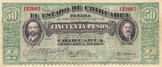 Mexico $ 50 Pesos Estado de Chihuahua 122007 Feb 1914.  
