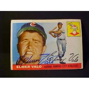 Elmer Valo Kansas City Athletics #145 1955 Topps Autographed Baseball 