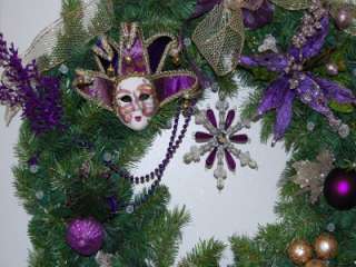 XL Holiday Lit ~ Venetian Mask ~ Christmas Door Wreath  