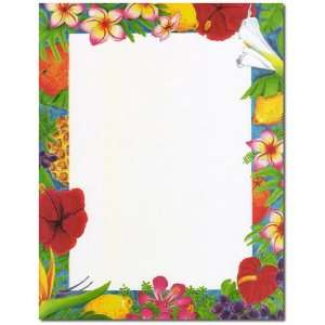   Hawaiian Luau Flowers Letterhead & Flyer Paper Arts, Crafts & Sewing