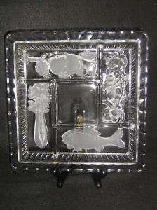 Vintage Glass Condiment Divided Vegetable Tray Dish  