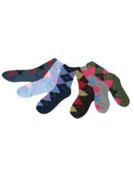   Argyle Socks 6 Pair Size 9 11 Crew Length Multi Colored Casual Socks