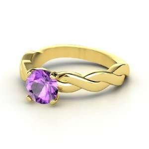  Ariadne Ring, Round Amethyst 14K Yellow Gold Ring Jewelry